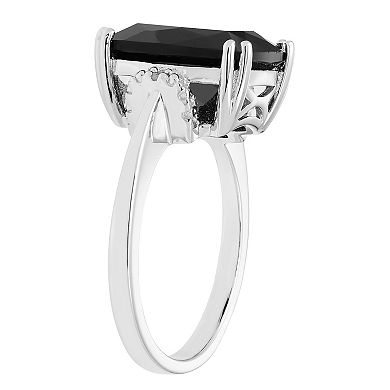 Sterling Silver Diamond Accent & Black Onyx Ring