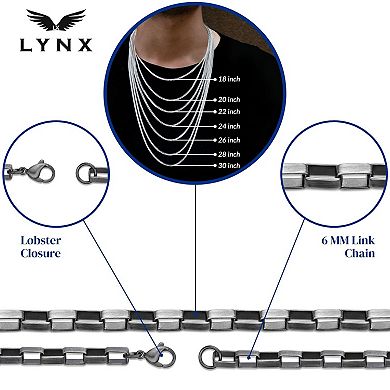 Men's LYNX Gunmetal-Gray Stainless Steel Chain Necklace