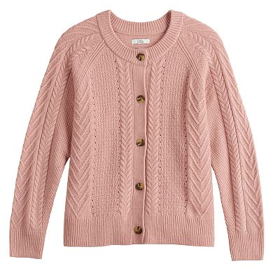Women's Croft & Barrow® Cozy Cable-Knit Cardigan Sweater