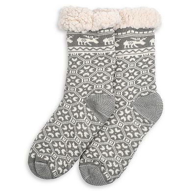 Women's GaaHuu® Non-Skid Faux Shearling Moose Slipper Socks