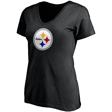 Women's Fanatics Branded T.J. Watt Black Pittsburgh Steelers Player Icon Name & Number V-Neck T-Shirt