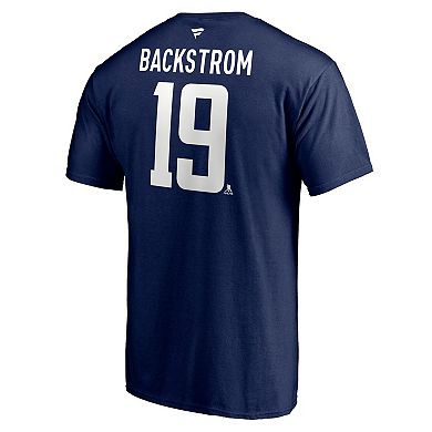 Men's Fanatics Branded Nicklas Backstrom Navy Washington Capitals 2020/21 Alternate Authentic Stack Name & Number T-Shirt