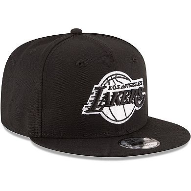 Men's New Era Black Los Angeles Lakers Black & White Logo 9FIFTY Adjustable Snapback Hat