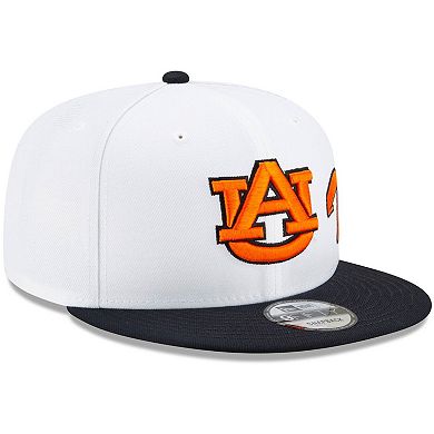 Men's New Era White/Navy Auburn Tigers Two-Tone Side Script 9FIFTY Snapback Hat