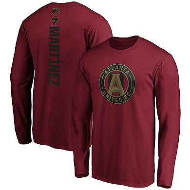 Men's Fanatics Branded Josef Martinez Red Atlanta United FC Playmaker Name & Number Long Sleeve T-Shirt