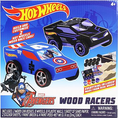 Hot Wheels 2-Pack Marvel Avengers Black Panther and Captain America Wood Racers 