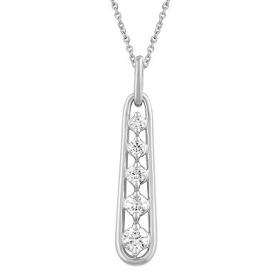 Sterling Silver 1/4 Carat T.W. Diamond Drop Pendant Necklace