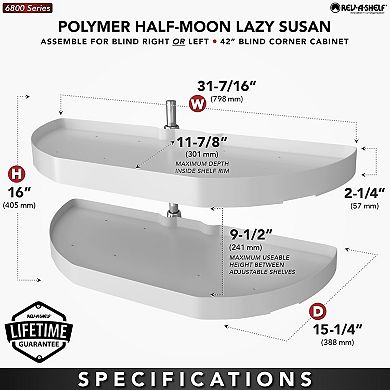 Rev-A-Shelf 31" Lazy Susan Half-Moon Polymer 2-Tier Blind Cabinet 6882-31-11-570