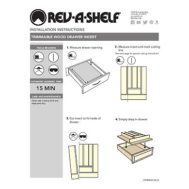 Rev-a-shelf Trim-to-fit Shallow Drawer Organizer Insert, 18.5 X 22 In, 4wut-1sh