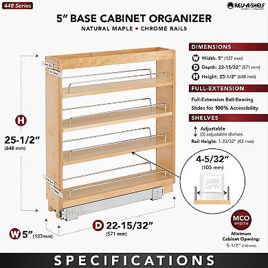 Rev-a-shelf 5" Pull Out Kitchen Cabinet Organizer Pantry Spice Rack, 448-bc-5c