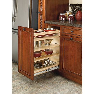 Rev-a-shelf Single Pull Out 35 Qt Sliding Trash Can For Kitchen Cabinet, Rv-12pb