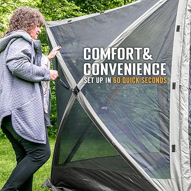 CLAM Quick-Set Traveler 6 x 6 Ft Portable Outdoor 4 Sided Canopy Shelter, Gray