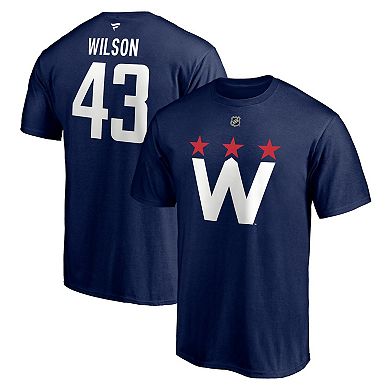 Men's Fanatics Branded Tom Wilson Navy Washington Capitals 2020/21 Alternate Authentic Stack Name & Number T-Shirt