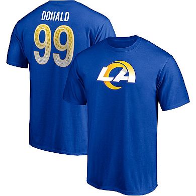 Men's Fanatics Branded Aaron Donald Royal Los Angeles Rams Player Icon Name & Number T-Shirt
