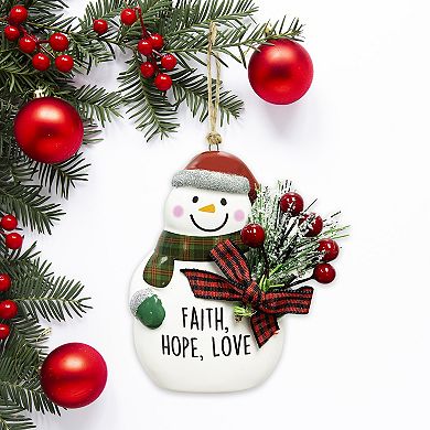 Faith Hope Love Snowman Christmas Ornament