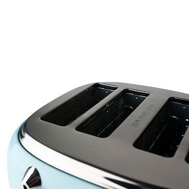 Haden Heritage 4-Slice Wide Slot Stainless Steel Body Retro Toaster, Turquoise