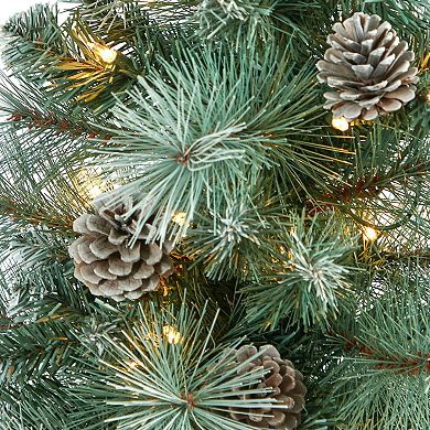 nearly natural 4-ft. Flocked British Columbia Mountain Pine 100-Light Artificial Christmas Tree