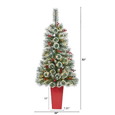 nearly natural 4-ft. 100-Light Frosted Swiss Pine LED Artificial Christmas Tree