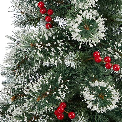nearly natural 4-ft. 100-Light Frosted Swiss Pine LED Artificial Christmas Tree
