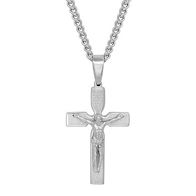 Steel Nation Men's Stainless Steel Lord's Prayer Cross Pendant Necklace
