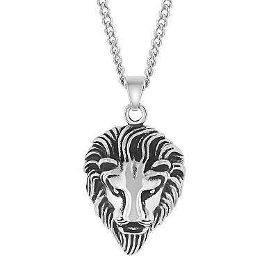 Steel Nation Men's Stainless Steel Lion Pendant Necklace
