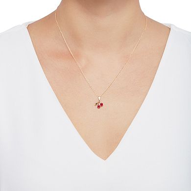 Everlasting Gold 10k Gold Lab-Created Ruby Cherry Pendant Necklace