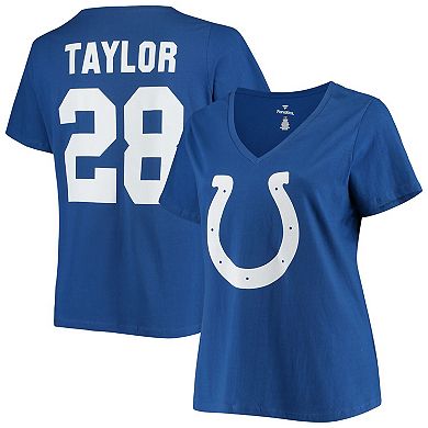 Women's Fanatics Branded Jonathan Taylor Royal Indianapolis Colts Plus Size Name & Number V-Neck T-Shirt