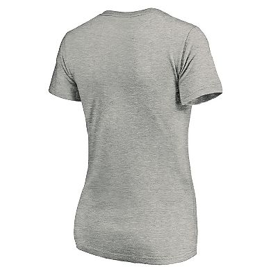 Women's Fanatics Branded Heathered Gray San Diego Padres Core Team Lockup V-Neck T-Shirt