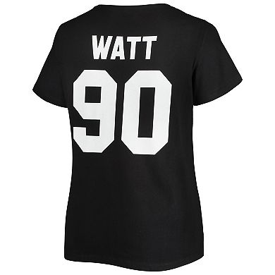 Women's Fanatics Branded T.J. Watt Black Pittsburgh Steelers Plus Size Name & Number V-Neck T-Shirt