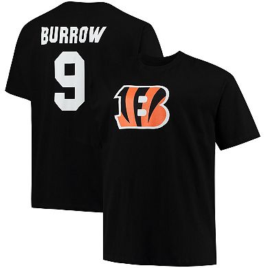 Men's Fanatics Branded Joe Burrow Black Cincinnati Bengals Big & Tall Player Name & Number T-Shirt