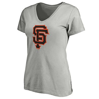 Women's Fanatics Branded Heathered Gray San Francisco Giants Core Official Logo V-Neck T-Shirt