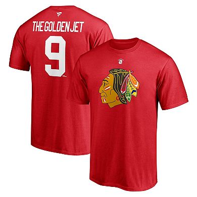 Men's Fanatics Branded Bobby Hull Red Chicago Blackhawks Authentic Stack Retired Player Nickname & Number T-Shirt