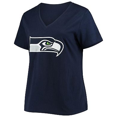 Women's Fanatics Branded DK Metcalf College Navy Seattle Seahawks Plus Size Name & Number V-Neck T-Shirt