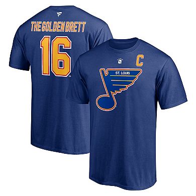 Men's Fanatics Branded Brett Hull Blue St. Louis Blues Authentic Stack Retired Player Nickname & Number T-Shirt