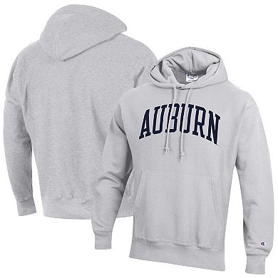 Men's Champion Heathered Gray Auburn Tigers Team Arch Reverse Weave Pullover Hoodie