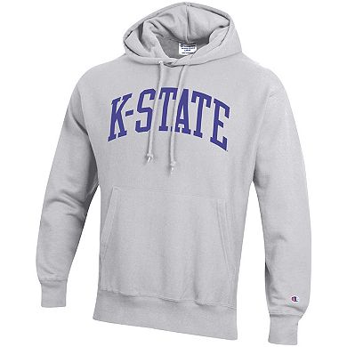 Men's Champion Heathered Gray Kansas State Wildcats Team Arch Reverse Weave Pullover Hoodie