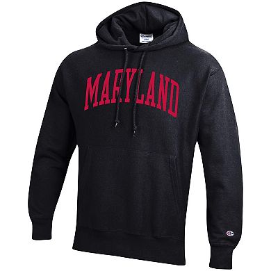 Men's Champion Black Maryland Terrapins Team Arch Reverse Weave Pullover Hoodie