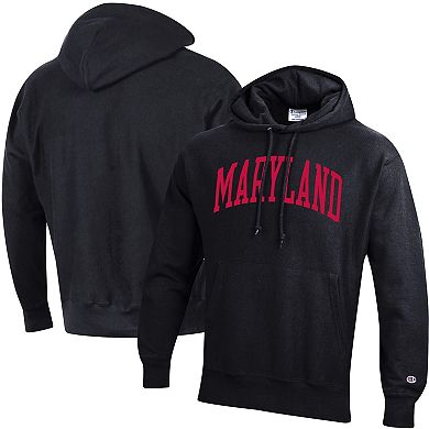 Men's Champion Black Maryland Terrapins Team Arch Reverse Weave Pullover Hoodie