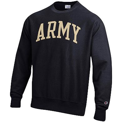 Men's Champion Black Army Black Knights Arch Reverse Weave Pullover Sweatshirt