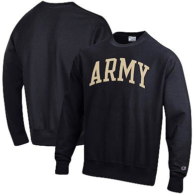 Men's Champion Black Army Black Knights Arch Reverse Weave Pullover Sweatshirt