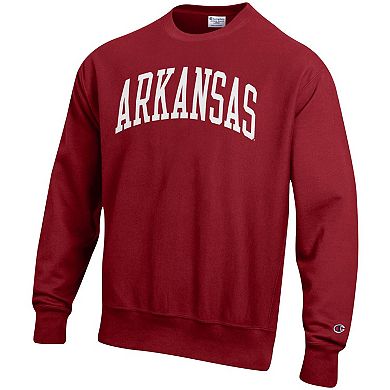 Men's Champion Cardinal Arkansas Razorbacks Arch Reverse Weave Pullover Sweatshirt
