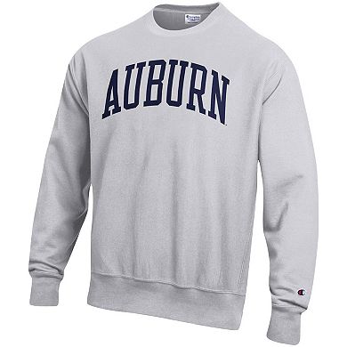 Men's Champion Heathered Gray Auburn Tigers Arch Reverse Weave Pullover Sweatshirt