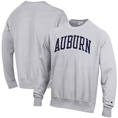 Men's Champion Heathered Gray Auburn Tigers Arch Reverse Weave Pullover Sweatshirt