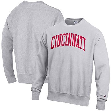 Men's Champion Heathered Gray Cincinnati Bearcats Arch Reverse Weave Pullover Sweatshirt