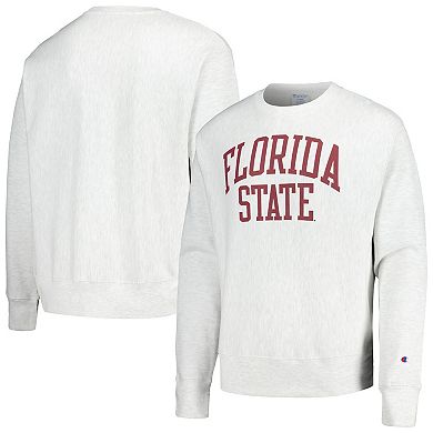 Men's Champion Heathered Gray Florida State Seminoles Arch Reverse Weave Pullover Sweatshirt