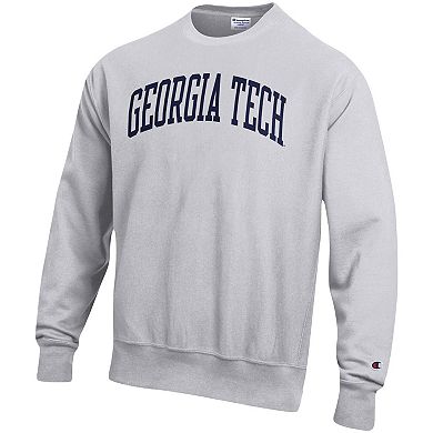 Men's Champion Heathered Gray Georgia Tech Yellow Jackets Arch Reverse Weave Pullover Sweatshirt