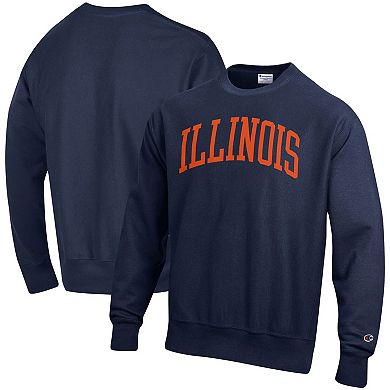 Men's Champion Navy Illinois Fighting Illini Arch Reverse Weave Pullover Sweatshirt