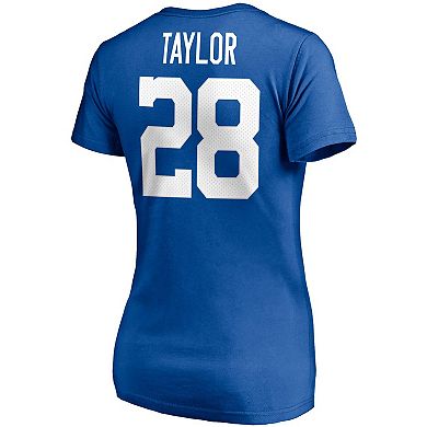 Women's Fanatics Branded Jonathan Taylor Royal Indianapolis Colts Player Icon Name & Number V-Neck T-Shirt