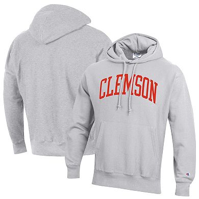 Men's Champion Heathered Gray Clemson Tigers Team Arch Reverse Weave Pullover Hoodie