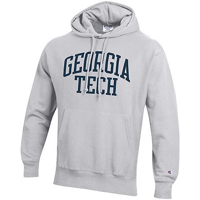Men's Champion Heathered Gray Georgia Tech Yellow Jackets Team Arch Reverse Weave Pullover Hoodie